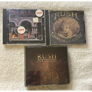 Rush Cds Chronicles Caress Of Steel Moving Pictures Lot Of 3 Vtg Rock Music